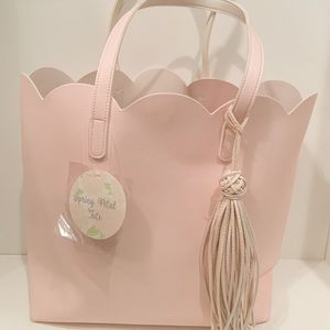 Spring petal scalloped tote in blush pink